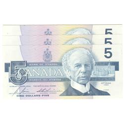 1986  Five Dollars  3 consecutive, BC-56c, GEM UNC