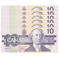 1989  Ten Dollars  6 Consecutive Replacement, BC-57aA, UNC