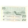 Image 2 : 1991  Twenty Dollars  2 Consecutive Replacement, BC-58bA-i, GEM UNC