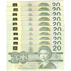 1991  Twenty Dollars  Lot, BC-58d & d-i, All CIRC read