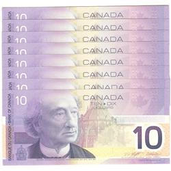 2002  Ten Dollars  8 Consecutive Replacement, BC-63bA, GEM UNC