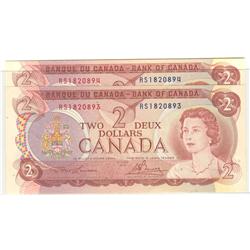 1974  Two Dollars  Pair of Consecutive Test Notes