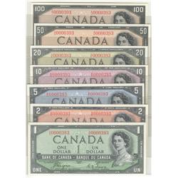 1954  One Dollar to One Hundred Dollar Low Serial  Devil's Face