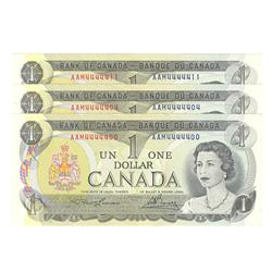 1973  One Dollar Interesting number  Lot of 3