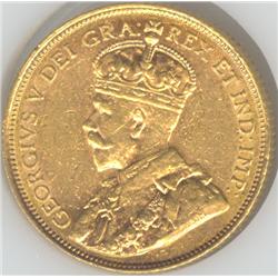 1912, 5 Dollars, grade AU-50.