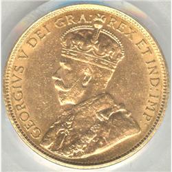 1914, 5 Dollars, graded PCGS AU-58.