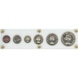 1958 year set in hard plastic holder, cent is Red & Brown.