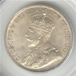 50 Cents 1929, graded PCGS MS-63. Nice white coin with hint of toning.