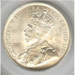 50 Cents 1929, graded PCGS MS-65. Nice blast white coin.
