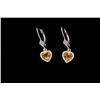 Heart Shaped 14K YG Topaz and Diamond Earrings