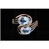 Image 1 : Stylish 14K Yellow Gold Ladies Ring Handmade and set with two oval blue Topaz weighing approx 3.00 c