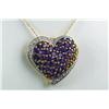 Image 1 : Majestic 10K YG Ladies Heart Design Pendant Pave set with over forty round Amethyst weighing over 1.