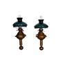 Two Ships Brass Wall Sconces with green cased glass shades.with green cased glass shades.