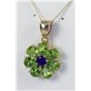 Image 2 : Dazzling14K YG Ladies Flower Design Pendant Set with seven pear shape fine green peridot and round A