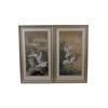 Image 1 : Two Large Oriental Woodblock Style Prints Depicting Egrets on the shore. Each measures 30 1/2"x52".D
