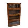 Image 1 : Oak Lawyer Style Glass Front Bookcase Four separate shelves, one shelf has a leaded glass look, meas