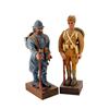 Image 1 : Lot of Two Hand Carved Wooden Statues One of a French Soldier and one of an American Soldier. Approx