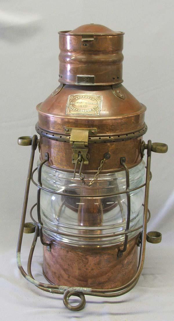 Antique Copper Brass Ship's Kerosene Lantern