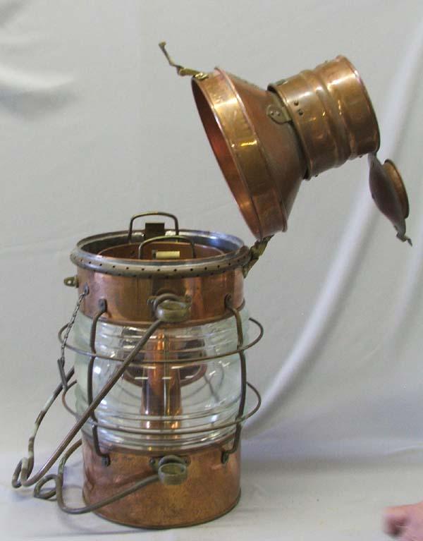 Antique Copper Brass Ship's Kerosene Lantern
