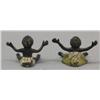 Image 2 : 2 Vintage Miniature Cast Iron Black Memorabilia