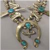 Image 2 : Navajo Silver Turquoise Squash Blossom Necklace