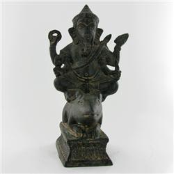 Tibet Vintage Bronze Ganesh Riding Rat (ANT-616)
