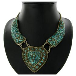 Tibet Turquoise Brass Necklace (ANT-1101)