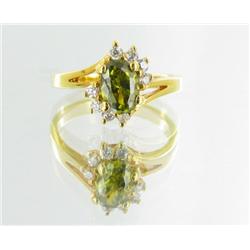 11ctw Lab Dia/Emerald 22k Gold Vermeil Ring (JEW-2386)