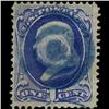 Image 1 : 1870 SCARCE US 1c Franklin Ultramarine Used Stamp (STM-1301)