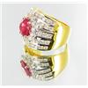 Image 2 : 46ctw Lab Dia/Ruby 22k Gold Vermeil Ring (JEW-2361)