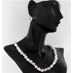 White Baroque Saltwater Pearl Necklace & Earrings (JEW-1829)