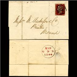 1844 GB Rare 1p Red Maltese Canc. Stamp Cover (STM-1593)