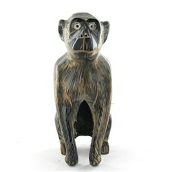 RARE Water Buffalo Horn Scrimshaw Monkey (CLB-435)