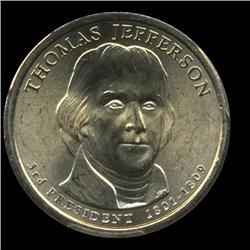 2007P Jefferson Prez $1 PCGS BU 1st Day Pos B (COI-6387)