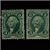 Image 1 : 1860s US Revenue Stamp 3c Foreign Exch Pair (STM-1535)