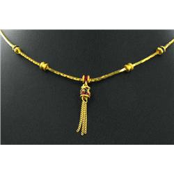 22k Gold Vermeil & Blue Enamel Necklace 16" (JEW-1987)
