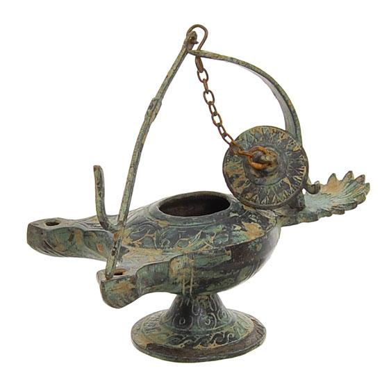 Very Ancient Islamic Bronze Oil Lamp 500y/o (ANT744)