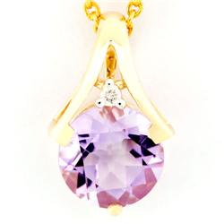 2.10ct Huge Amethyst & Diamond 9K Gold Pendant (JEW-9024X)