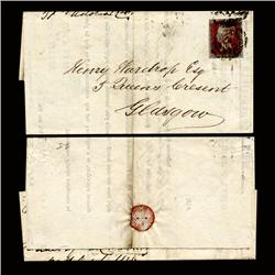 1845 GB Rare 1p Red Barrel Canc. Stamp Cover (STM-1599)