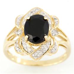 3.02Ct Black Sapphire & 16 Diamond Yellow 9K Ring (JEW-9112X)
