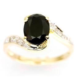 2.58Ct Huge Black Sapphire & Diamond 9K Gold Ring (JEW-9080X)