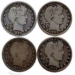 1899 Barber Quarters Lot of 4 Better Circulated (COI-7423)