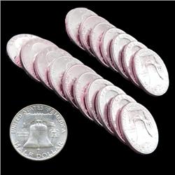 1958P FBL Franklin 50c Silver MS64-65 17pc Roll (COI-7676)