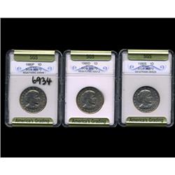 1980P D S Anthony Dollar Coin Graded GEM Set of 3 (COI-6934)
