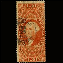 1860s US Revenue Stamp $1.30 Foreign Exch. (STM-1443)