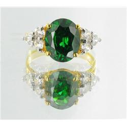 14ctw Lab Dia/Emerald 22k Gold Vermeil Ring (JEW-2353)