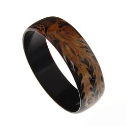 Rare Water Buffalo Horn Scrimshaw Bangle Bracelet (JEW-137)