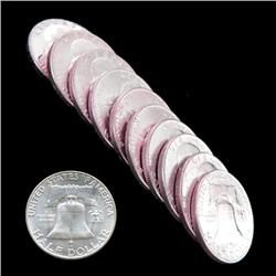 1960D FBL Franklin 50c Silver MS64 10pc Roll (COI-7685)