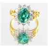 Image 1 : 22ctw Lab Dia/Emerald 22k Gold Vermeil Ring (JEW-2107)