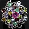 Image 1 : 63ctw Top Colors Multigem Sterling Ring  (JEW-2276)